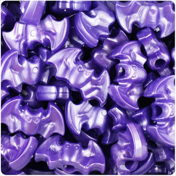 BeadTin Dark Purple Pearl 25mm Halloween Bat Pony Beads (24pcs)