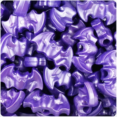 BeadTin Dark Purple Pearl 25mm Halloween Bat Pony Beads (24pcs)