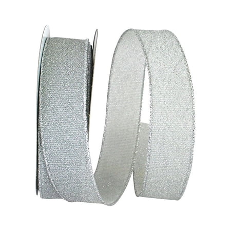 Reliant Ribbon - 93305W-070-09H Sparkle Glimmer Radiance Wired Edge Ribbon Silver 1-1/2 Inch 20 Yards