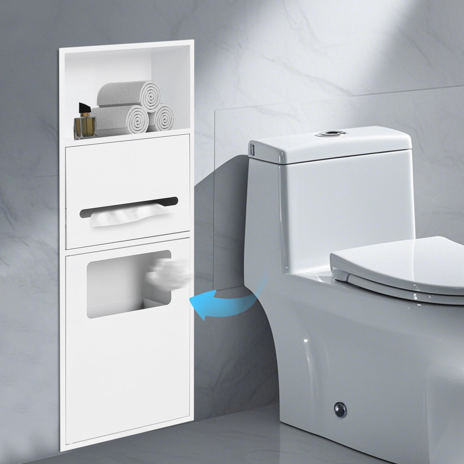 Shower Bathroom Trash Can In-Wall Trash Bin Cabinet Toilet Storage Cabinet