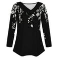 thumbnail image 4 of Utoimkio Women's V Neck Long Sleeve T Shirts Casual Floral Print Tunic Tops Basic Tees Blouses for Women, 4 of 4
