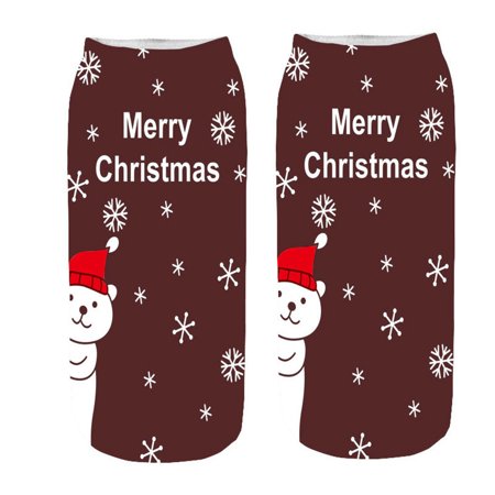 

10 pairs Comfortable Christmas Cotton Sock Slippers Short Print Ankle Socks funny socks Color random