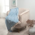 thumbnail image 6 of Ox Bay Shashi Light Blue Diamond Ultra-Soft Turkish Cotton Throw Blanket, 50" x 60", 6 of 8