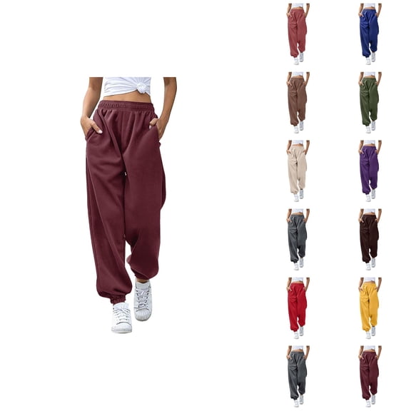 Jogger Sweatpants Women 2026 Trendy Elastic High Waist Relaxed Fit Breathable Sweat Pants with Pockets Trousers