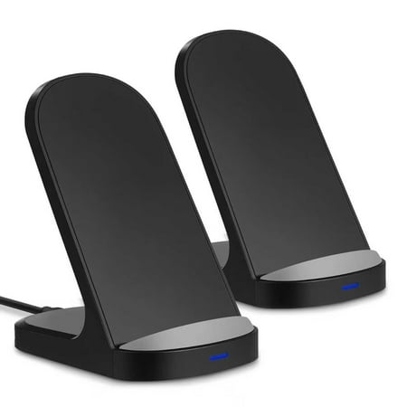 (2 pack) SOLPOWBEN Wireless Charger 15W Fast Charging Station with for iPhone and Samsung (Black)