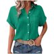 thumbnail image 3 of Auralook Women Solid Blouses Short Sleeve Button Down Shirts Turndown Collar Business Casual Dressy Work Tops Summer Spring Clothes, 3 of 7