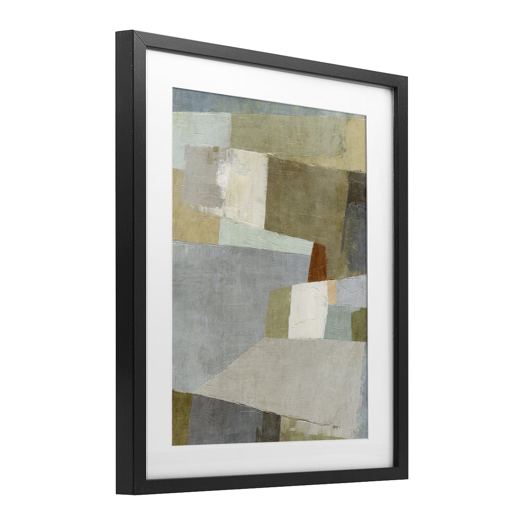 Stupell Industries Causeway Neutral Geometrics Black Framed Print Under Glass, design by Suzanne Nicoll