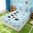 thumbnail image 3 of Manfei Cartoon Football Zipper Full Size Comforter Sets with Fitted Sheet and 2 Pillowcases, Cute Monogrammed L Zipper Bedding Set, Light Blue Black L, 3 of 7