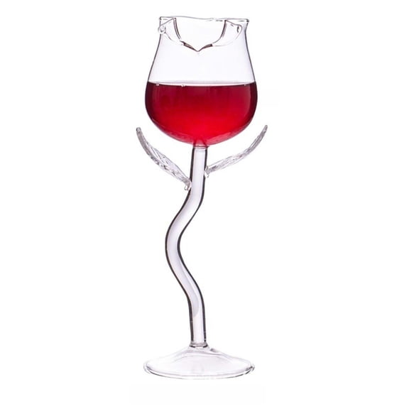 Elegant Rose Wine Glass, Unique Flower Shape Crystal Goblet for Red Wine, Cocktails, Anniversary, Wedding Gift