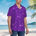 thumbnail image 2 of Lsque Purple Glitter pattern Hawaiian Shirt for Men, Unisex Summer Beach Casual Short Sleeve Button Down Shirts-Small, 2 of 9