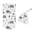 thumbnail image 5 of Sweet Jojo Designs Construction Truck Green Blue and White Baby Cocoon and Beanie Hat Sleep Sack 2 Piece Set, 5 of 6