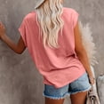 thumbnail image 5 of Jzuxvd Women's Casual Cap Sleeve V Neck T Shirts Basic Summer Tops Loose Solid Color Blouse Pink M, 5 of 7