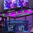 thumbnail image 6 of Satifur 66" L-Shaped Gaming Desk with LED Lights & Power Outlets, Computer Desk with Drawers & Printer Stand, Black, 6 of 8