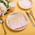 thumbnail image 4 of Pink and Gold Party Supplies Disposable Dinnerware Set Serves 25 Gold Dots on Pink Paper Plates Cups and Napkins, Gold Plastic Knives Spoons Forks fo, 4 of 4