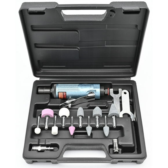 Air Die Grinder Kit With 1/4 and 1/8 inch Collets, Pneumatic Grinder Include 10 Pcs Die Grinder Attachments, Air Grinder Tool 25000 RPM By Bowd