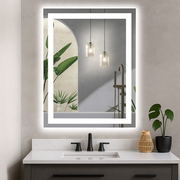 28X20 LED Bathroom Mirror with Lights, Anti-Fog, Dimmable, Backlit Front Lit, Lighted Bathroom Vanity Mirror for Wall, Memory Function, Tempered Glass, Shatter-Proof