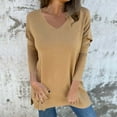 thumbnail image 2 of GigrtiJin Womens Plus Size Shirt Casual Solid Color Round Neck Blouses Long Sleeved Irregular Hem Pullover Tops, 2 of 8