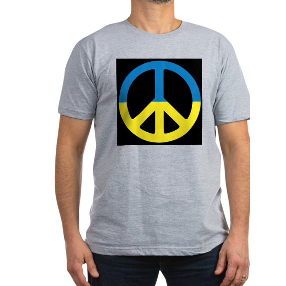 CafePress - Peace Sign Ukraine Flag Men's Classic T Shirt - Men's Fitted T-Shirt