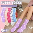 thumbnail image 2 of 5 Pairs Womens Fuzzy Fluffy Cozy Warm Super Soft Slipper Socks Microfiber 3-8 Pairs Home Socks For Christmas, 2 of 7