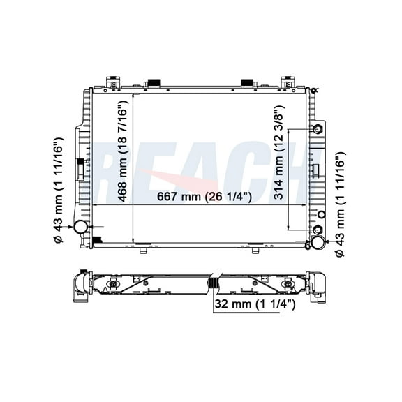 REACH 41-1313 Radiator for MERCEDES 92-99, Automotive Radiator Replacement Part