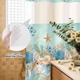 thumbnail image 3 of No Hook Shower Curtain, Beach Coastal Teal Shower Curtains for Bathroom with See Through Top Window, Nautical Shell Starfish Coral Summer Waterproof & Washable Bath Curtain Stall 48"x72", 3 of 9
