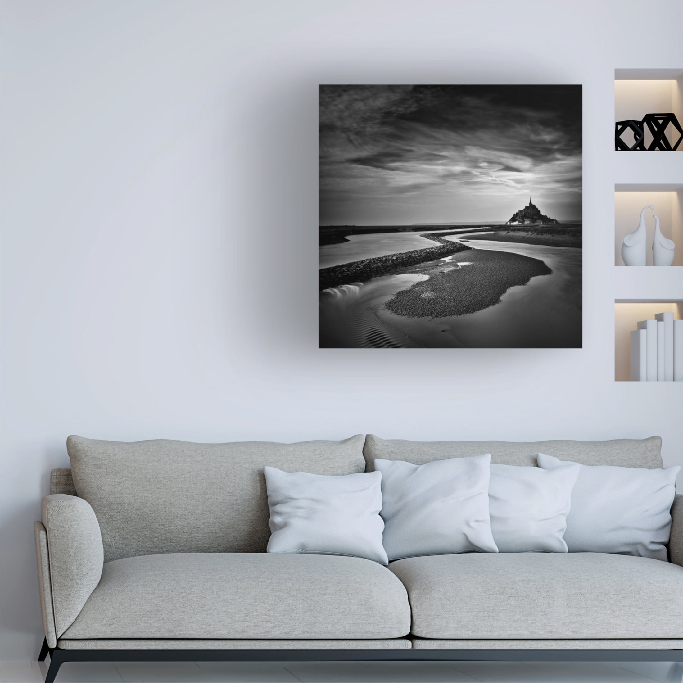 Canvas Wall Art - Christopher Methot 'Le Mont Saint Michel' Wall Art for Living Room, Bedroom, or Office Décor by Trademark Fine Art - 14 x 14 Inches