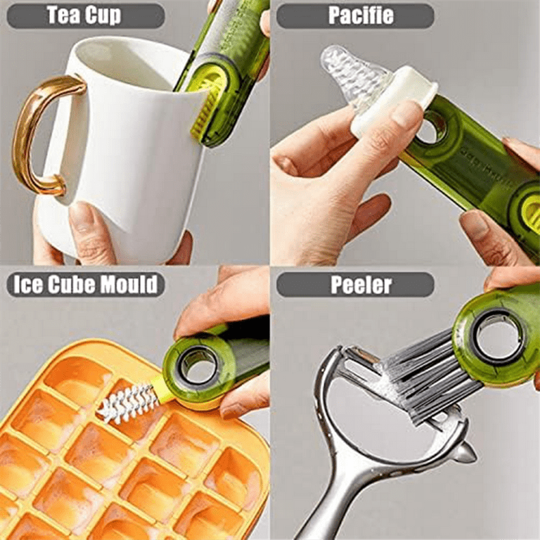 3-in-1 Tiny Bottle Brush Multifunctional Cup Lid Detail Crevice Cleaning  Brush