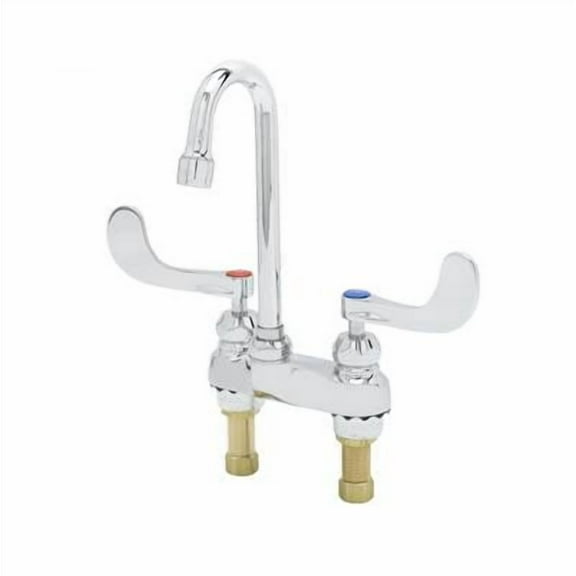 T&S Brass - Medical Faucet, 4'' Centerset, Swivel/Rigid Gooseneck, 2.2 gpm Aerator, 4'' Handles, Ceramas