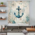 thumbnail image 4 of Teal Anchors Coastal Sheer Curtains 54 Inches Long, Vintage Summer Beach Nautical Light Filering Curtains, Breathable Simi Curtain Privacy Drapes for Kitchen Bathroom Small Window Treatment, 4 of 9