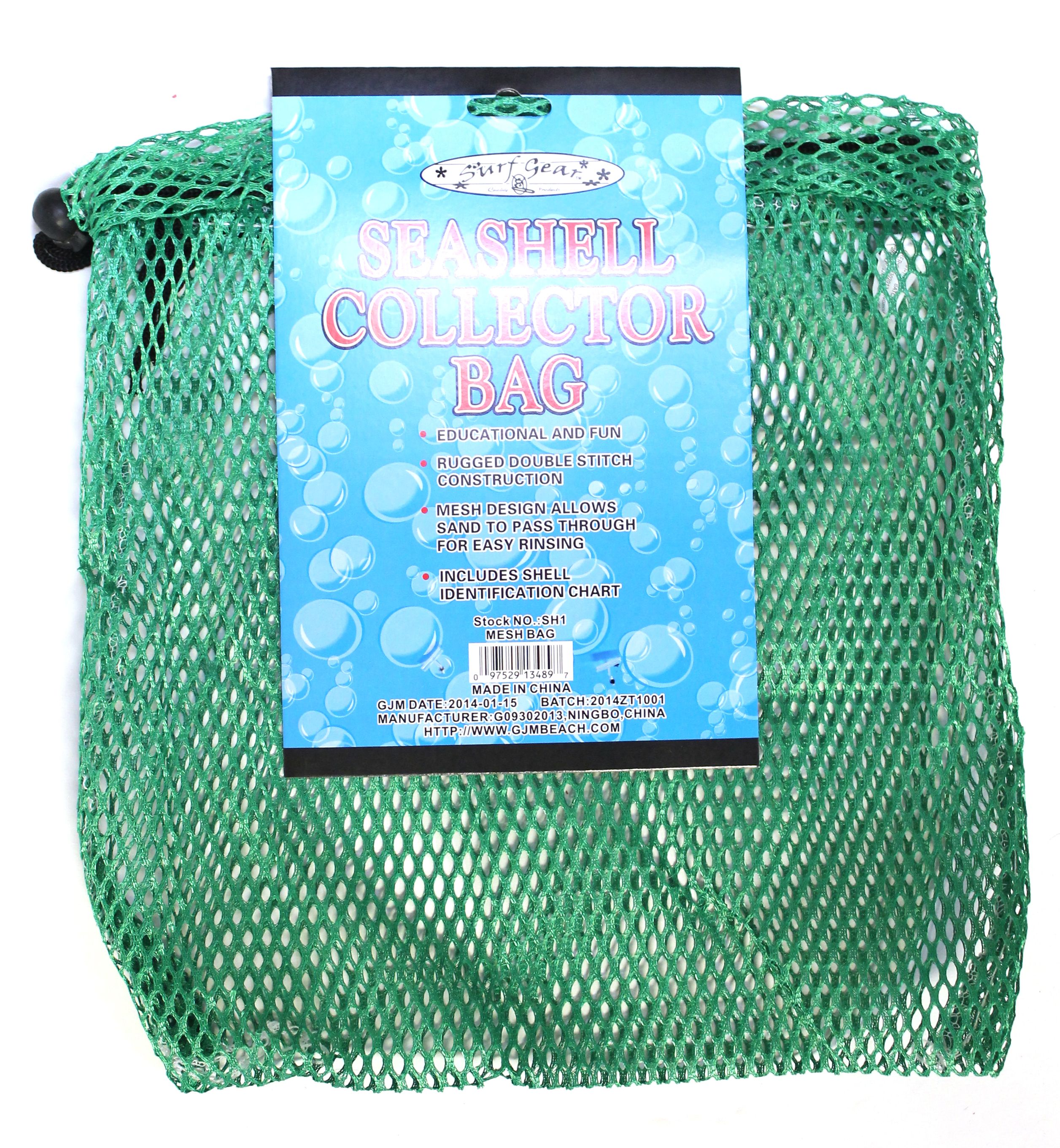 Mesh Seashell Collection Bag (12 inches x 12 inches) with Shell