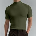 thumbnail image 2 of ohmzyzo Mens Mock Neck Shirts Turtleneck Short Sleeve Casual Basic T-Shirts Ribbed Solid Color Undershirt Tops, 2 of 9