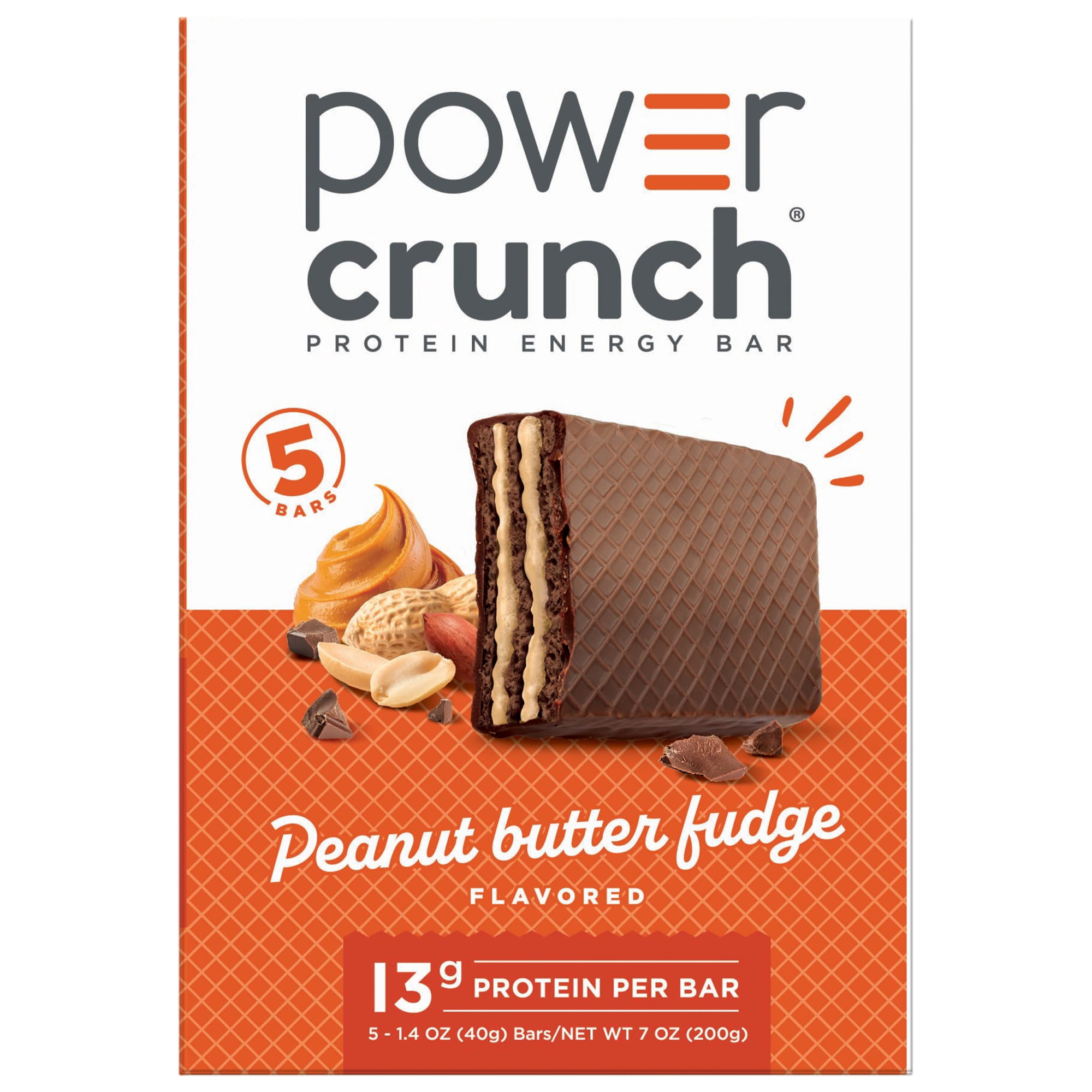 Power Crunch Protein Energy Bars, Peanut Butter Fudge 1.4oz, 5 Count Box