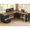 Black+Brown, variant on 67" L Shaped Computer Desk with 3 Drawers and Storage Shelves, Farmhouse Corner Office Desk, Home Office Desk