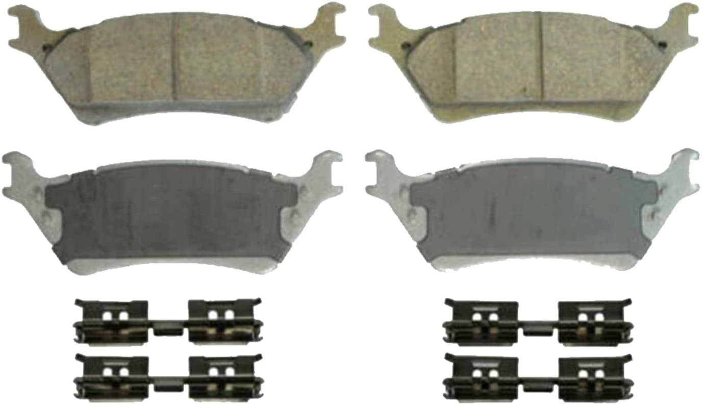 All Front and Rear Ceramic Brake Pads w/Hardware for 2012-2017 Ford F-150 See Fitment 4 Detroit Axle 