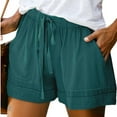 thumbnail image 2 of Womens Casual Shorts Plus Size Comfy Drawstring Elastic Waist Pocket Loose Pants Girls Bottoms Shorts, 2 of 4