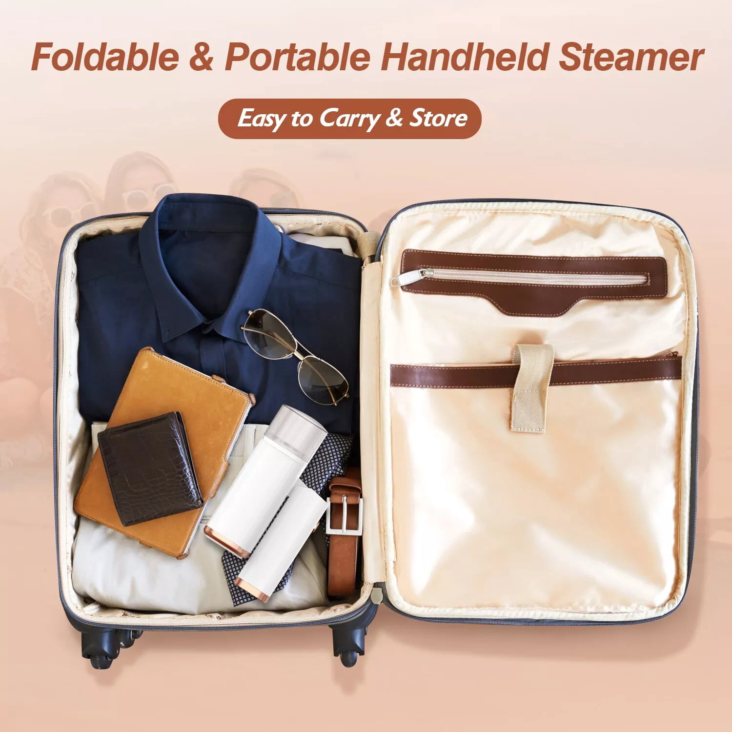 Portable Handheld Garment Steamer 1000W, Foldable Clothing Wrinkles Remover with 120ML Water Tank, 20s Fast Heat-up, Mini Steam Iron with Horizontal & Vertical Steaming for Travel Home Office