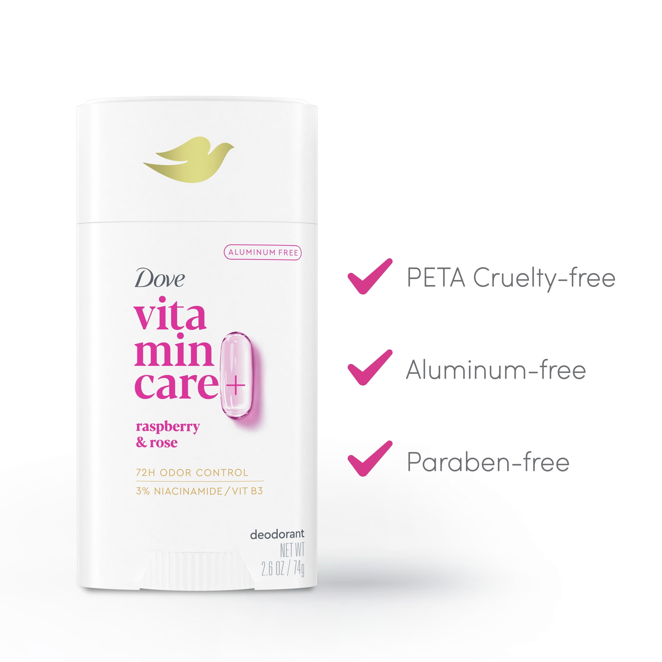 Dove VitaminCare+ Aluminum Free Deodorant Stick Raspberry & Rose