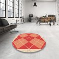 thumbnail image 4 of Ahgly Company Machine Washable Indoor Round Transitional Neon Red Area Rugs, 5' Round, 4 of 7