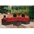 thumbnail image 4 of Kullavik Outdoor Patio Furniture Set 7 Pieces Sectional Rattan Wicker Furniture Sofa Set Patio Conversation Set with Tempered Glass Table and Seat Cushion,Red, 4 of 8