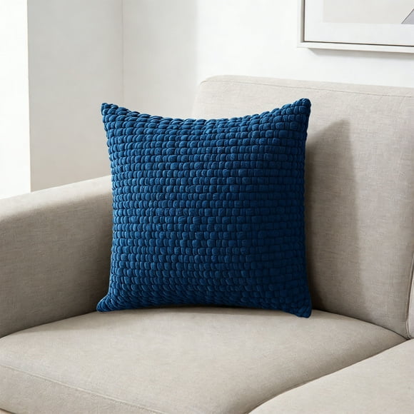 CREATITOY 17.7x17.7In Winter Corduroy Bubble Pillow Cover Sofa Cushion Case