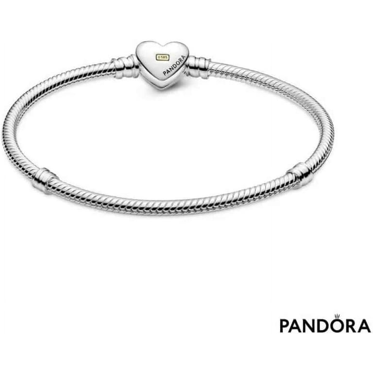 PANDORA Domed Golden Heart Clasp Snake Chain 925 Sterling Silver