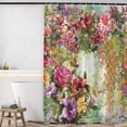 thumbnail image 2 of Floral Shower Curtains, Rose Peony Red Yellow Purple Colorful Watercolor Flower Oil Painting Bathroom Curtain for Bathtub Home Decor Waterproof Fabric Machine Washable with Hooks, 2 of 6