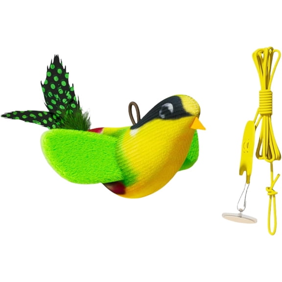 Hanging Doorway Cat Toy with Chirping Bird, Interactive Self-Play Teaser for Indoor Cats, Adjustable Bouncing Elastic String Kitten Exercise Toy