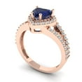 thumbnail image 2 of 1.49 ct Heart Cut Simulated Blue Sapphire Halo Engagement Ring for Women in 18K Rose Gold, 2 of 5
