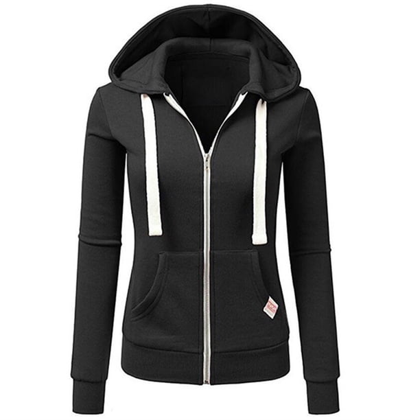 Puntoco Mujer Casual Bolsillos Con Capucha Cremallera Sólida Manga Larga Tops Sudadera Abrigo Puntoco Puntoco-4713