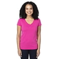 thumbnail image 1 of T-Shirt à Manches Courtes Col en V pour Femmes - Rose Vif - 2TG, 1 of 3