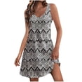 thumbnail image 2 of Ovzne Robes pour Femmes Robe de Plage Robe Décontractée pour Femmes avec Poches Été Boho Robe de Plage Robe T-Shirts Robe Col en V Ample Robes Débardeur Robe pour Femmes Imprimée Liquidation, 2 of 7