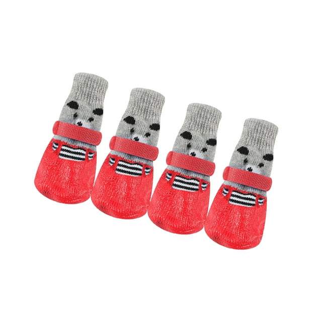 maskred 4 Pieces Reflective Pet Shoes Rain Snow Waterproof Socks Set Good Elasticity with Rubber Sole Paw Cover Stocking Red M 1Set