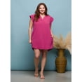 thumbnail image 2 of Plus Size V Neck Cap Sleeve Pocket Mini Dress, 2 of 6