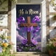 thumbnail image 4 of Cubierta de puerta de Pascua con cruz cristiana religiosa y guirnalda grande para puerta de entrada de Pascua, decoración de iglesia, con lirios, adorno floral, cruz de Jesús, cubierta colgante de te, 4 of 6
